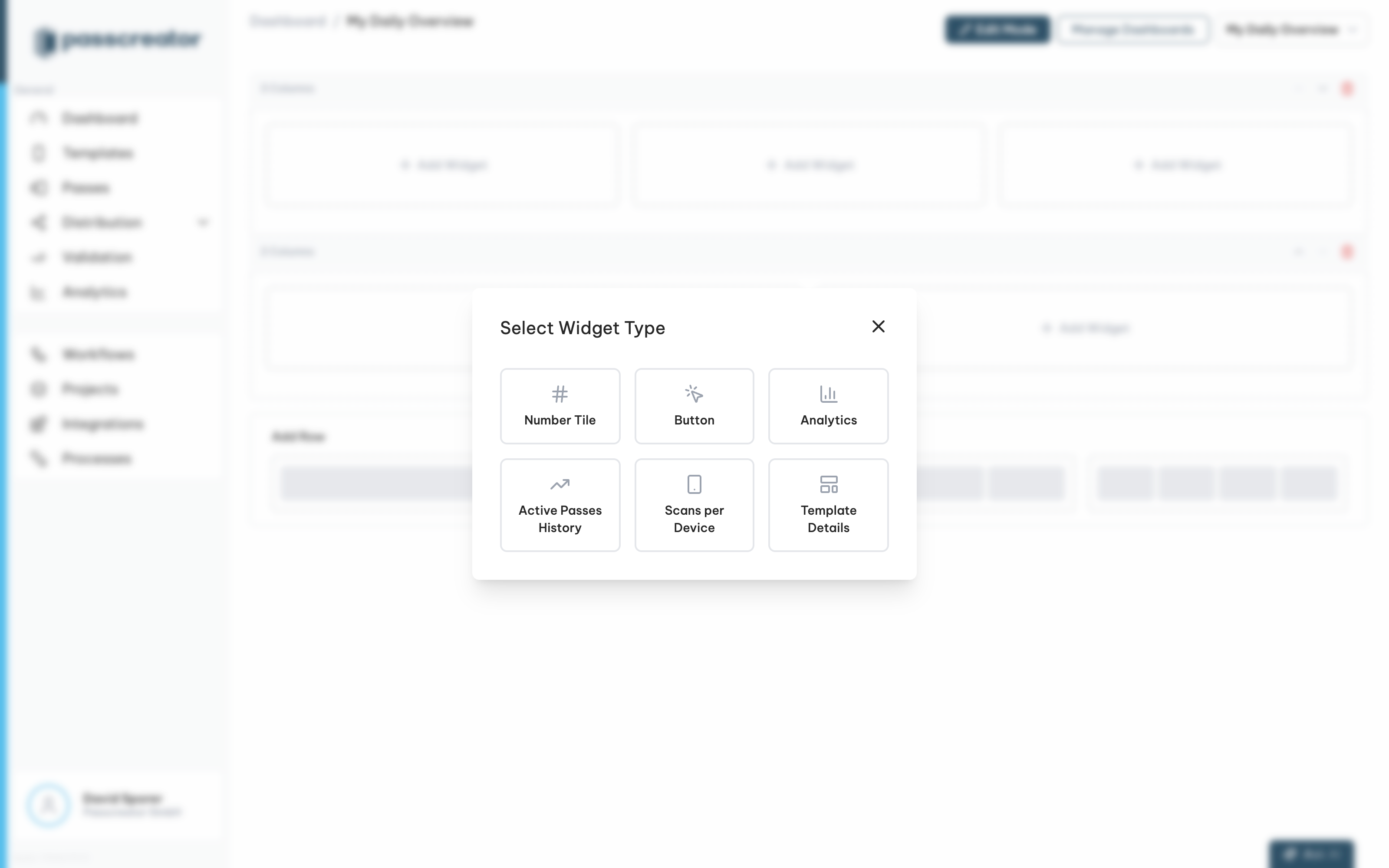 A scanning dashboard with scan count widgets